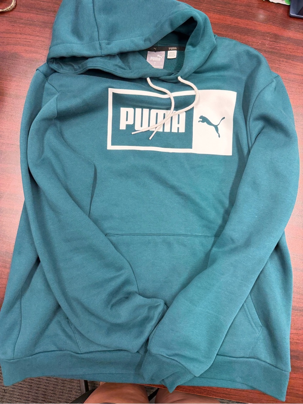 Puma Teal Hoodie with White Logo Block